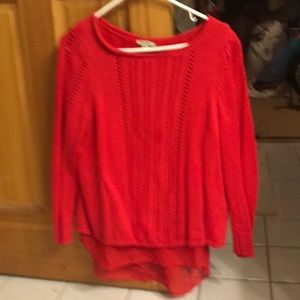 Red open back Lucky Brand sweater-size M